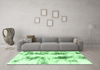 Machine Washable Abstract Emerald Green Modern Rug, wshabs1944emgrn