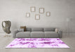 Machine Washable Abstract Purple Modern Area Rugs in a Living Room, wshabs1944pur