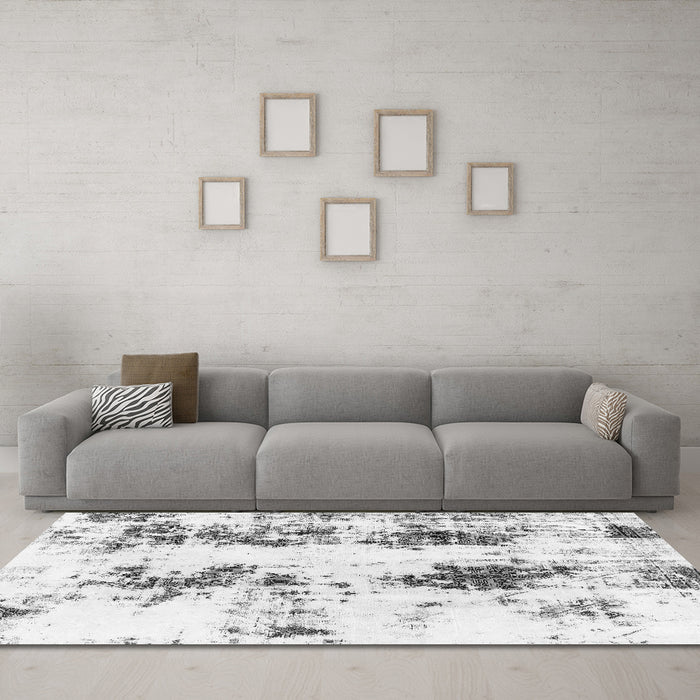 Machine Washable Abstract Gray Modern Rug in a Living Room,, wshabs1944gry