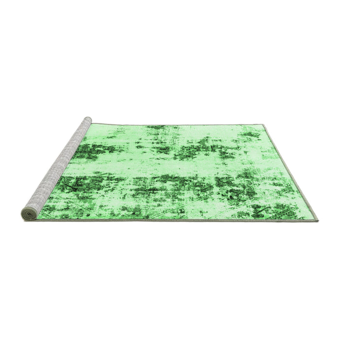 Sideview of Machine Washable Abstract Emerald Green Modern Area Rugs, wshabs1944emgrn