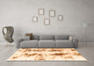 Machine Washable Abstract Orange Modern Area Rugs in a Living Room, wshabs1944org