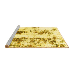 Sideview of Machine Washable Abstract Yellow Modern Rug, wshabs1944yw