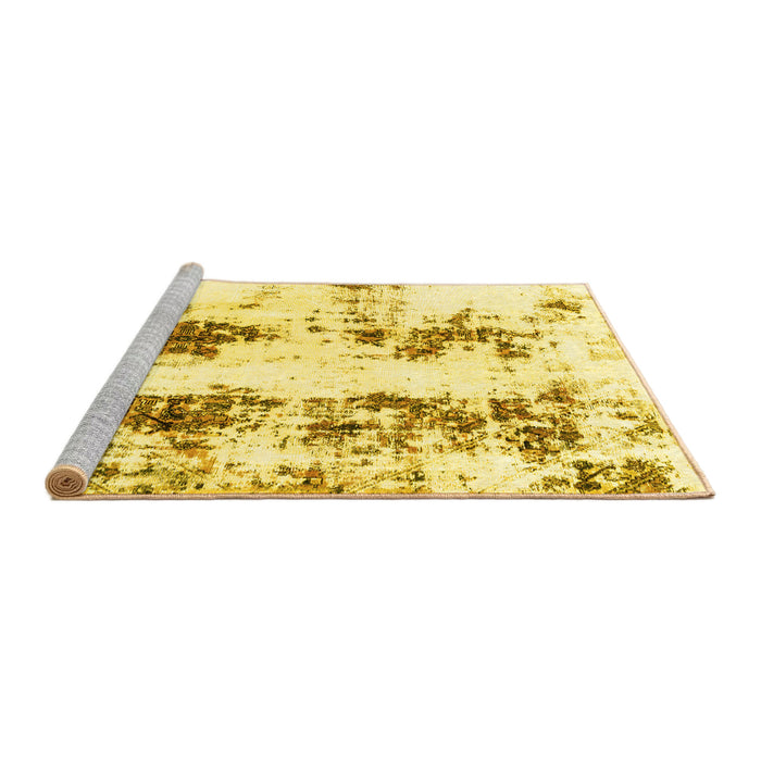 Sideview of Machine Washable Abstract Yellow Modern Rug, wshabs1944yw