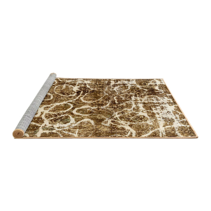 Sideview of Machine Washable Abstract Saddle Brown Rug, wshabs1945