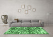 Machine Washable Abstract Emerald Green Modern Area Rugs in a Living Room,, wshabs1945emgrn