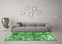 Machine Washable Abstract Emerald Green Modern Rug, wshabs1945emgrn