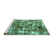 Sideview of Machine Washable Abstract Turquoise Modern Area Rugs, wshabs1945turq