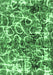 Machine Washable Abstract Emerald Green Modern Area Rugs, wshabs1945emgrn