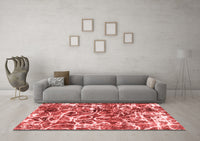 Machine Washable Abstract Red Modern Rug, wshabs1945red