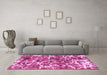 Machine Washable Abstract Pink Modern Rug in a Living Room, wshabs1945pnk