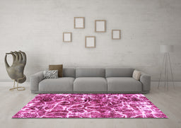 Machine Washable Abstract Pink Modern Rug in a Living Room, wshabs1945pnk