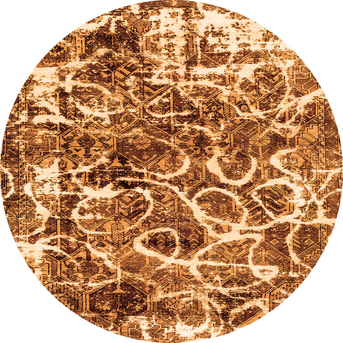 Round Abstract Orange Modern Rug, abs1945org
