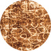 Round Abstract Orange Modern Rug, abs1945org