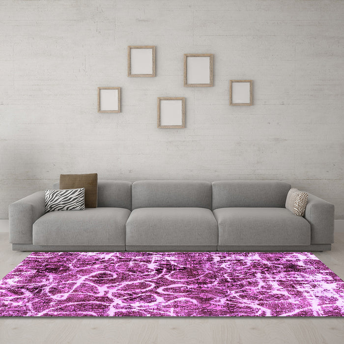 Machine Washable Abstract Purple Modern Area Rugs in a Living Room, wshabs1945pur