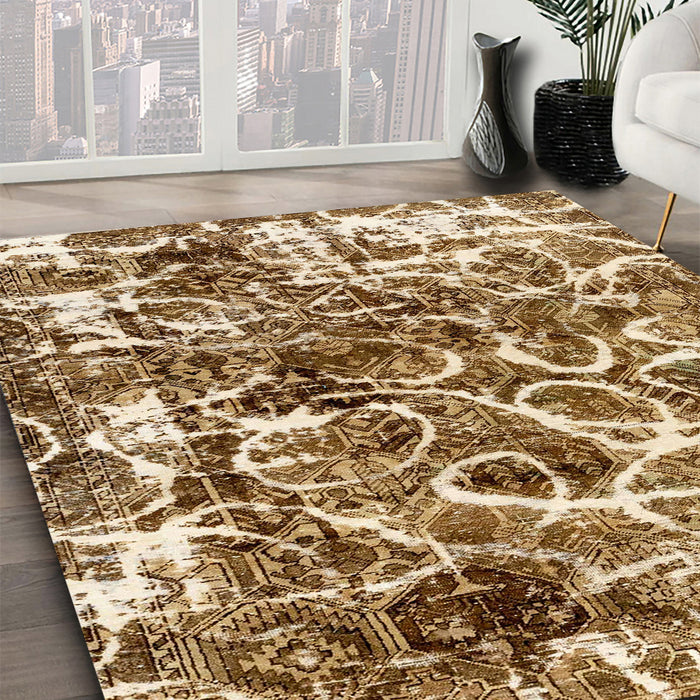 Abstract Saddle Brown Modern Rug in Family Room, abs1945