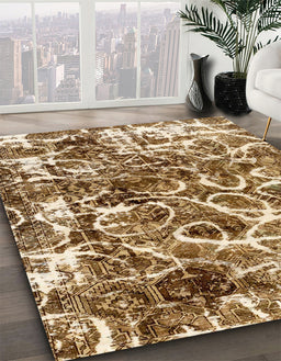 Machine Washable Abstract Saddle Brown Rug in a Family Room, wshabs1945