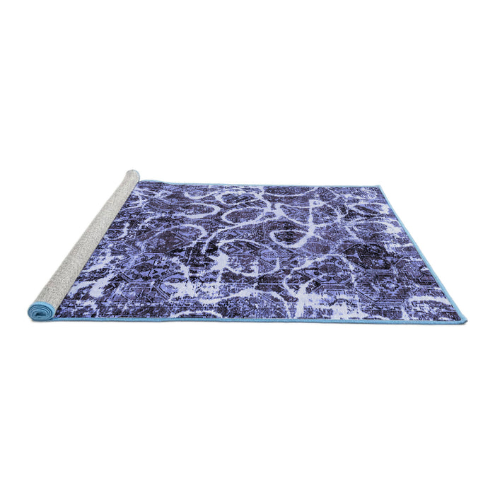 Sideview of Machine Washable Abstract Blue Modern Rug, wshabs1945blu