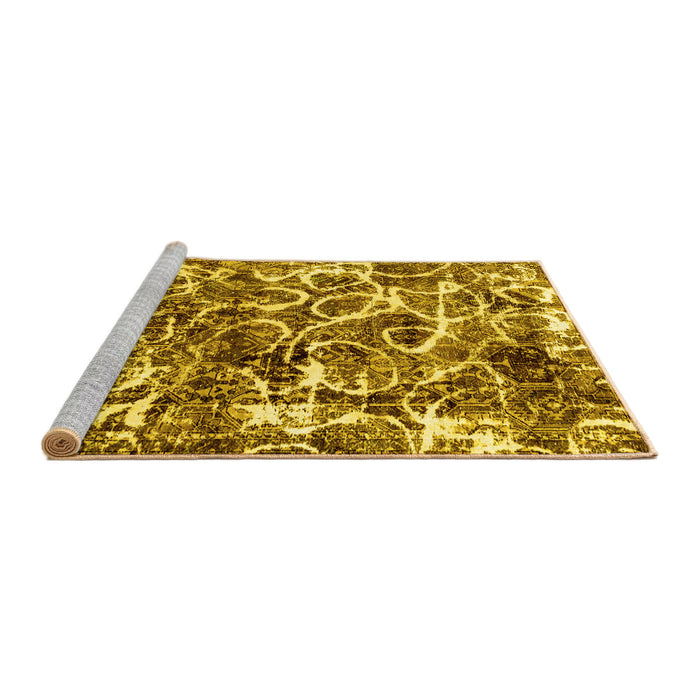 Sideview of Machine Washable Abstract Yellow Modern Rug, wshabs1945yw