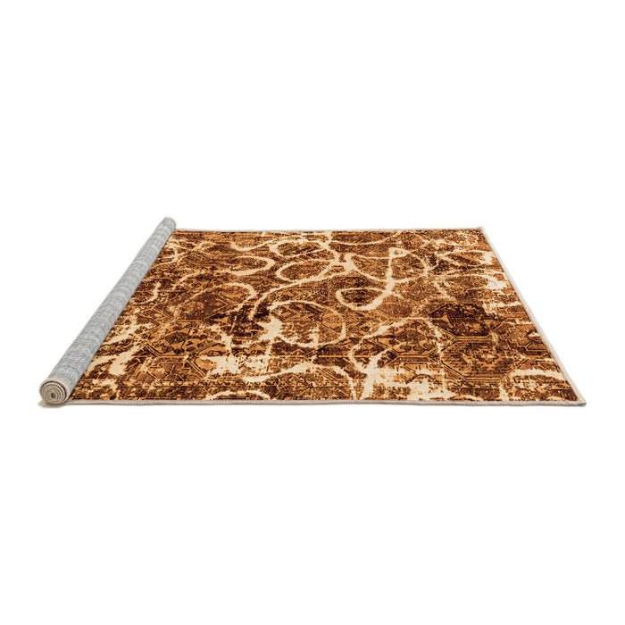 Sideview of Machine Washable Abstract Orange Modern Area Rugs, wshabs1945org
