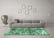 Machine Washable Abstract Turquoise Modern Area Rugs in a Living Room,, wshabs1945turq