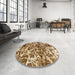 Round Machine Washable Abstract Saddle Brown Rug in a Office, wshabs1945