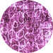 Round Machine Washable Abstract Purple Modern Area Rugs, wshabs1945pur