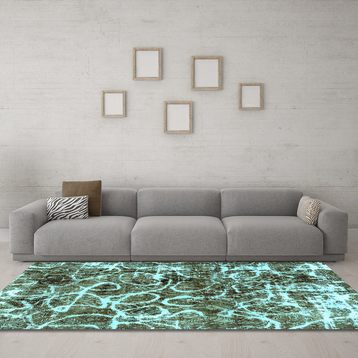 Machine Washable Abstract Light Blue Modern Rug in a Living Room, wshabs1945lblu