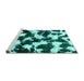 Sideview of Machine Washable Abstract Turquoise Modern Area Rugs, wshabs1946turq