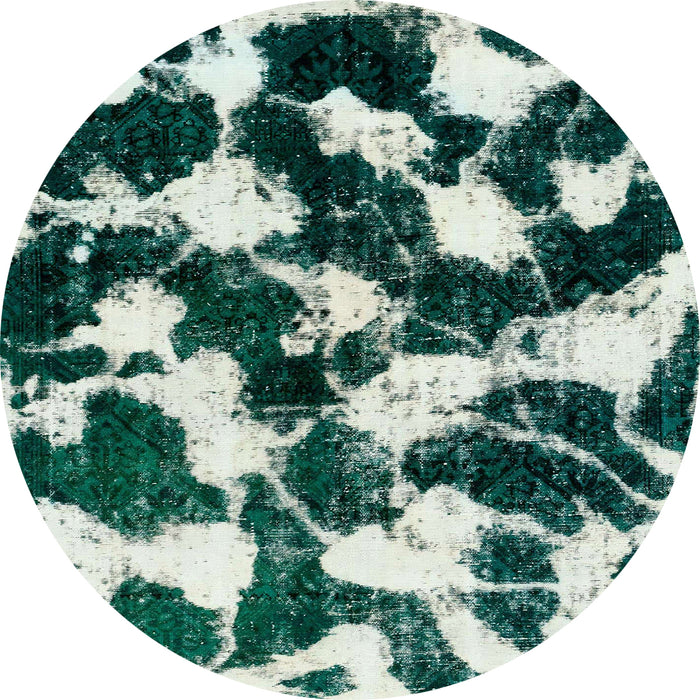 Round Abstract Metallic Silver Gray Modern Rug, abs1946