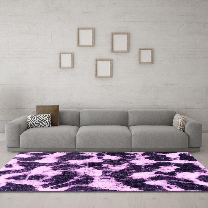 Machine Washable Abstract Pink Modern Rug in a Living Room, wshabs1946pnk