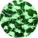 Round Machine Washable Abstract Green Modern Area Rugs, wshabs1946grn