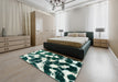 Abstract Metallic Silver Gray Modern Rug in a Bedroom, abs1946