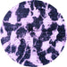 Round Machine Washable Abstract Purple Modern Area Rugs, wshabs1946pur