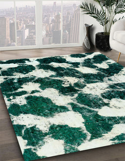 Abstract Metallic Silver Gray Modern Rug in Family Room, abs1946