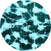 Round Abstract Light Blue Modern Rug, abs1946lblu