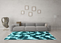 Machine Washable Abstract Light Blue Modern Rug, wshabs1946lblu