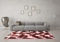 Machine Washable Abstract Red Modern Rug, wshabs1946red