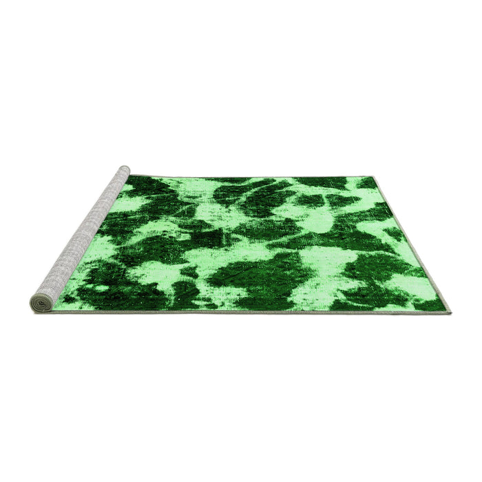 Sideview of Machine Washable Abstract Green Modern Area Rugs, wshabs1946grn