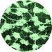 Round Abstract Emerald Green Modern Rug, abs1946emgrn