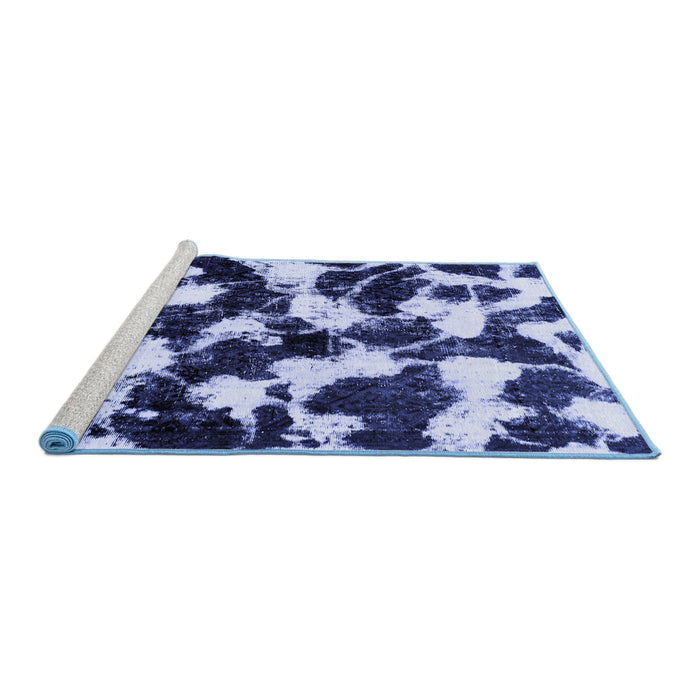 Sideview of Machine Washable Abstract Blue Modern Rug, wshabs1946blu