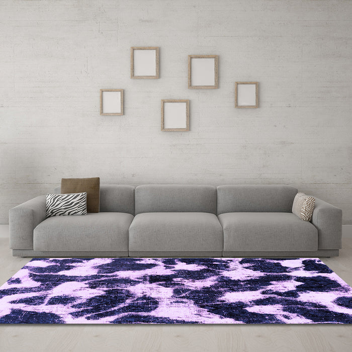 Machine Washable Abstract Purple Modern Area Rugs in a Living Room, wshabs1946pur