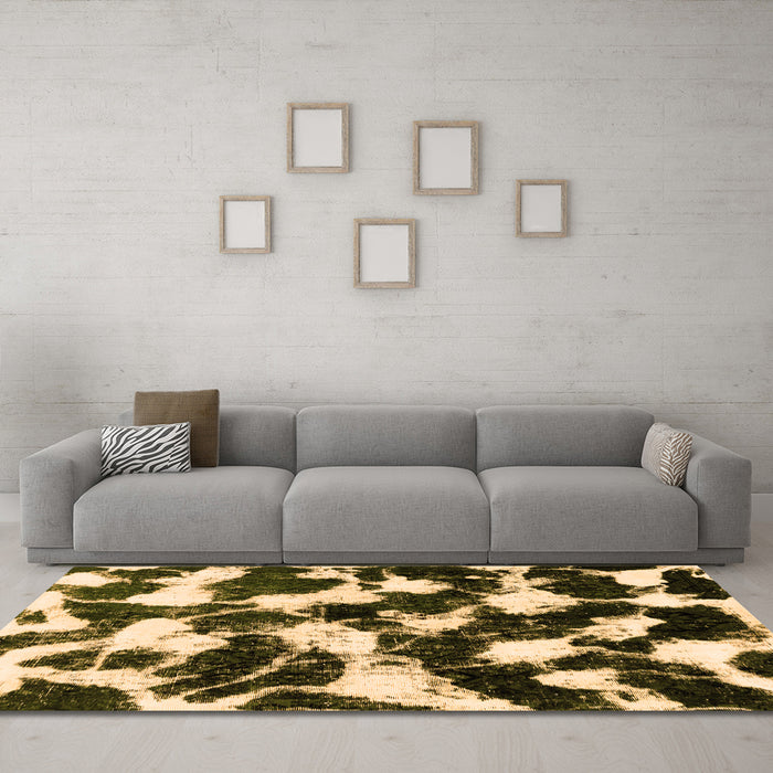 Machine Washable Abstract Orange Modern Area Rugs in a Living Room, wshabs1946org