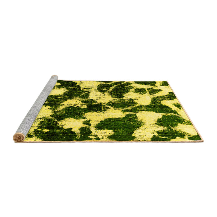 Sideview of Machine Washable Abstract Yellow Modern Rug, wshabs1946yw