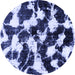 Round Machine Washable Abstract Blue Modern Rug, wshabs1946blu