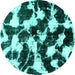 Round Abstract Turquoise Modern Rug, abs1946turq