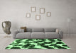 Machine Washable Abstract Emerald Green Modern Area Rugs in a Living Room,, wshabs1946emgrn