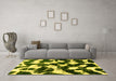 Machine Washable Abstract Yellow Modern Rug in a Living Room, wshabs1946yw