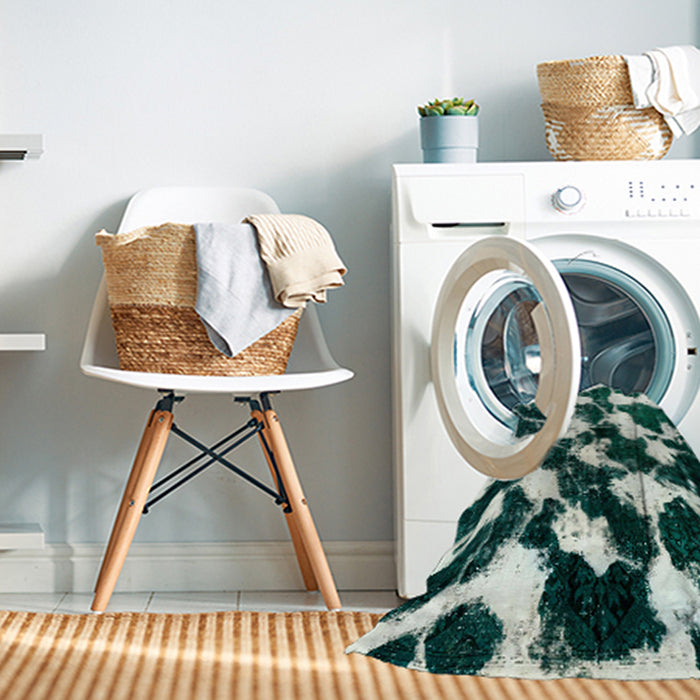 Machine Washable Abstract Metallic Silver Gray Rug in a Washing Machine, wshabs1946