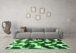 Machine Washable Abstract Green Modern Area Rugs in a Living Room,, wshabs1946grn