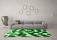 Machine Washable Abstract Green Modern Rug, wshabs1946grn